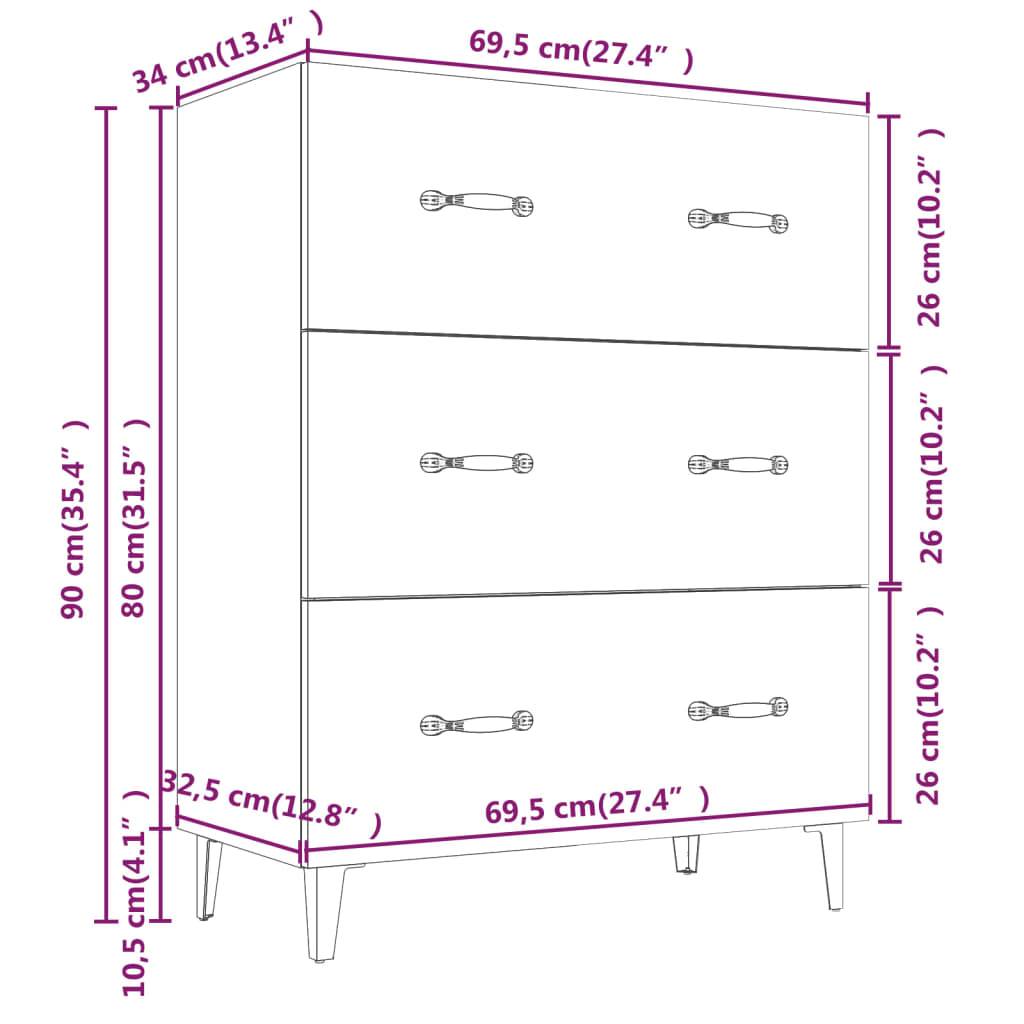 vidaXL Sideboard Sonoma-Eiche 69,5x34x90 cm Holzwerkstoff