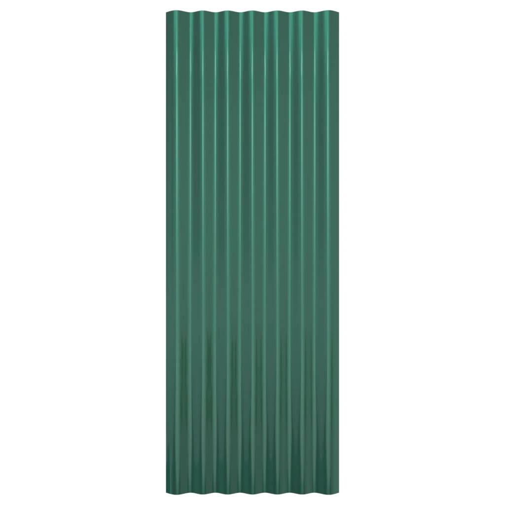 vidaXL Dachpaneele 12 Stk. Pulverbeschichteter Stahl Grün 100x36 cm