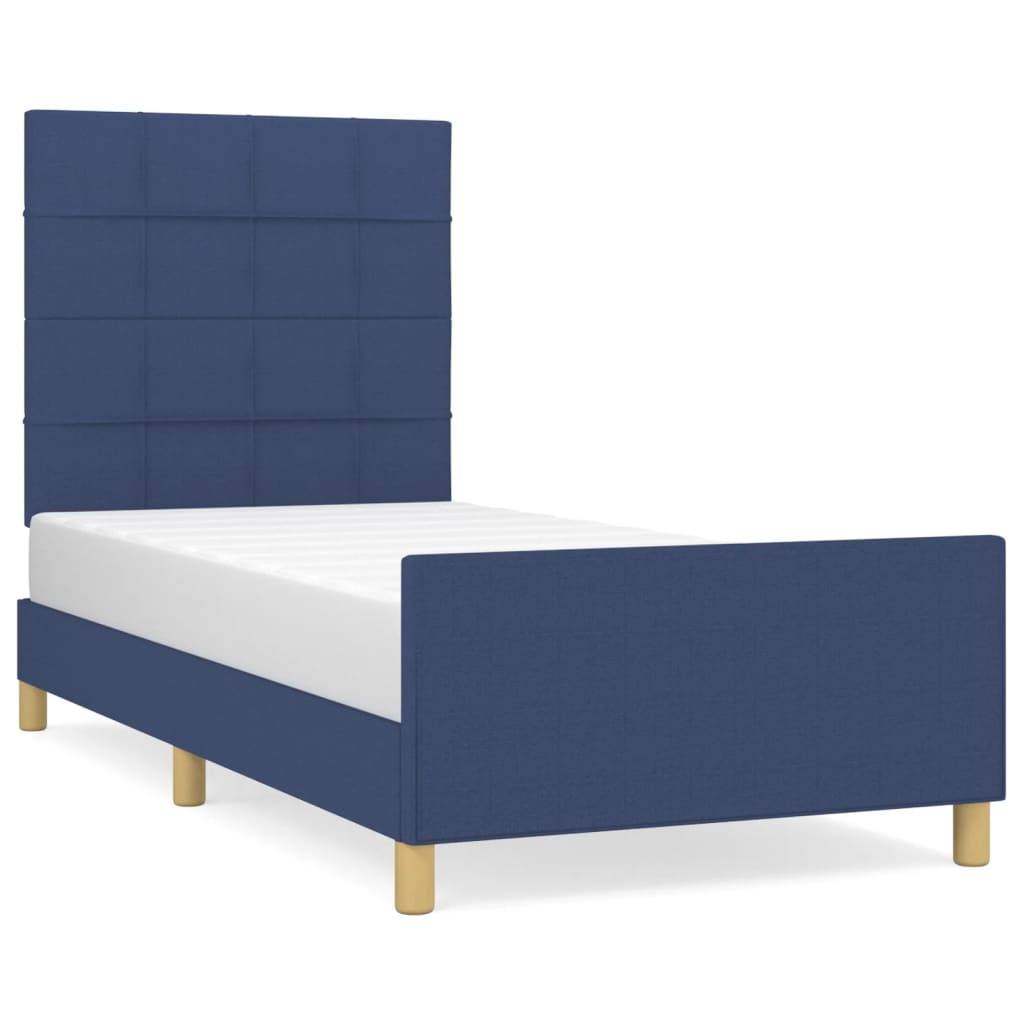 vidaXL Bettgestell ohne Matratze Blau 90x190 cm Stoff