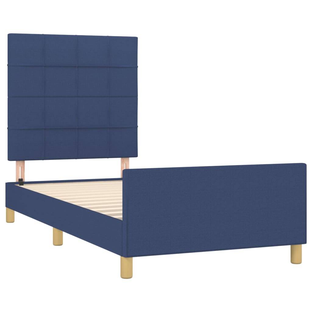 vidaXL Bettgestell ohne Matratze Blau 90x190 cm Stoff