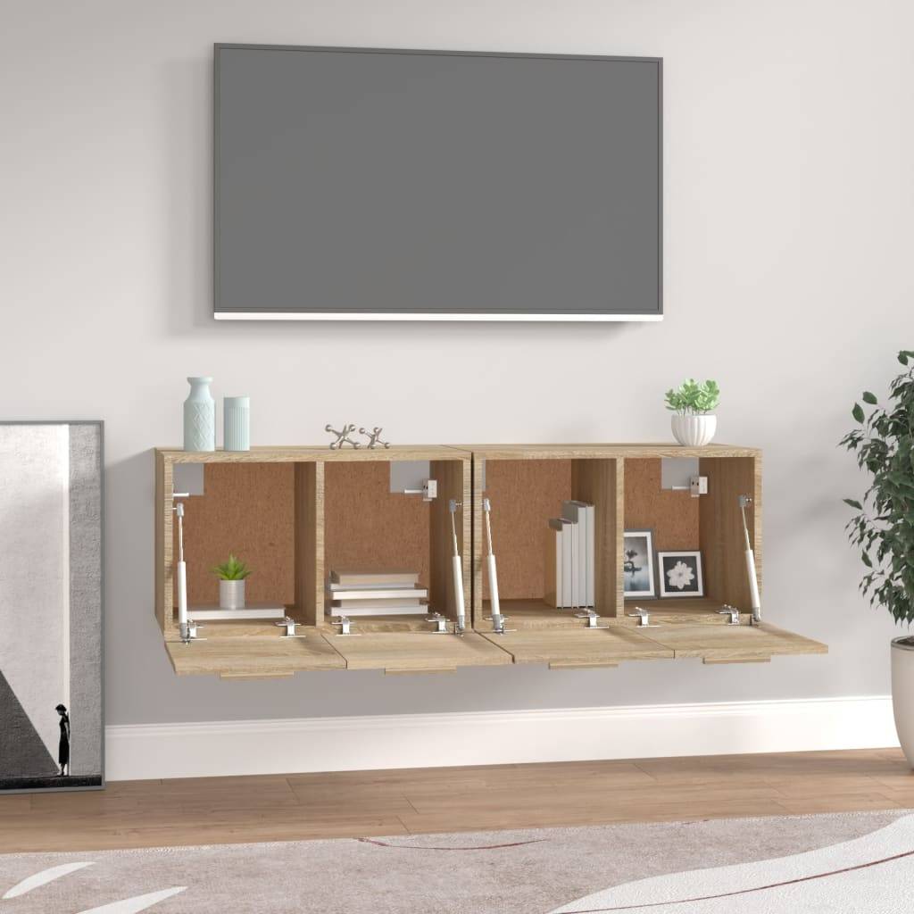 vidaXL Wandschränke 2 Stk. Sonoma-Eiche 60x36,5x35 cm Holzwerkstoff