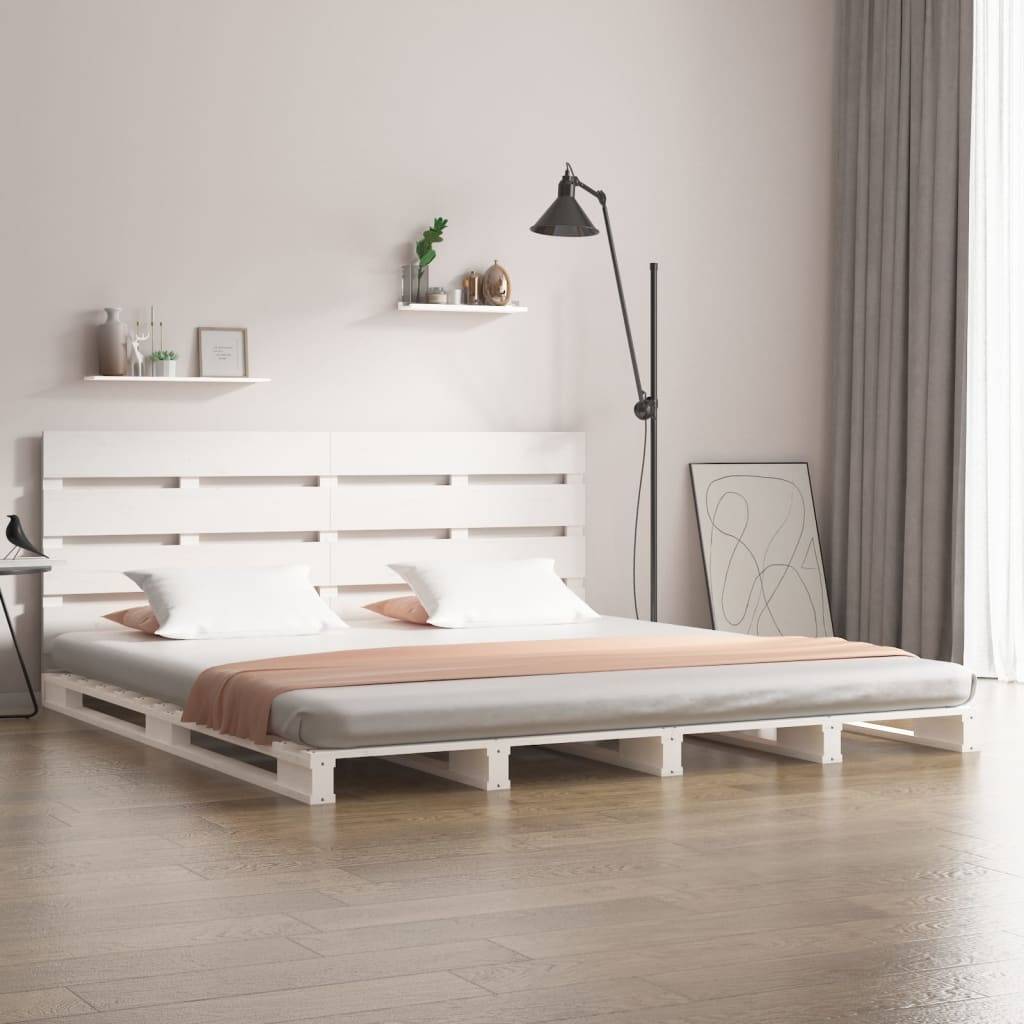 vidaXL Massivholzbett ohne Matratze Weiß 160x200 Kiefernholz