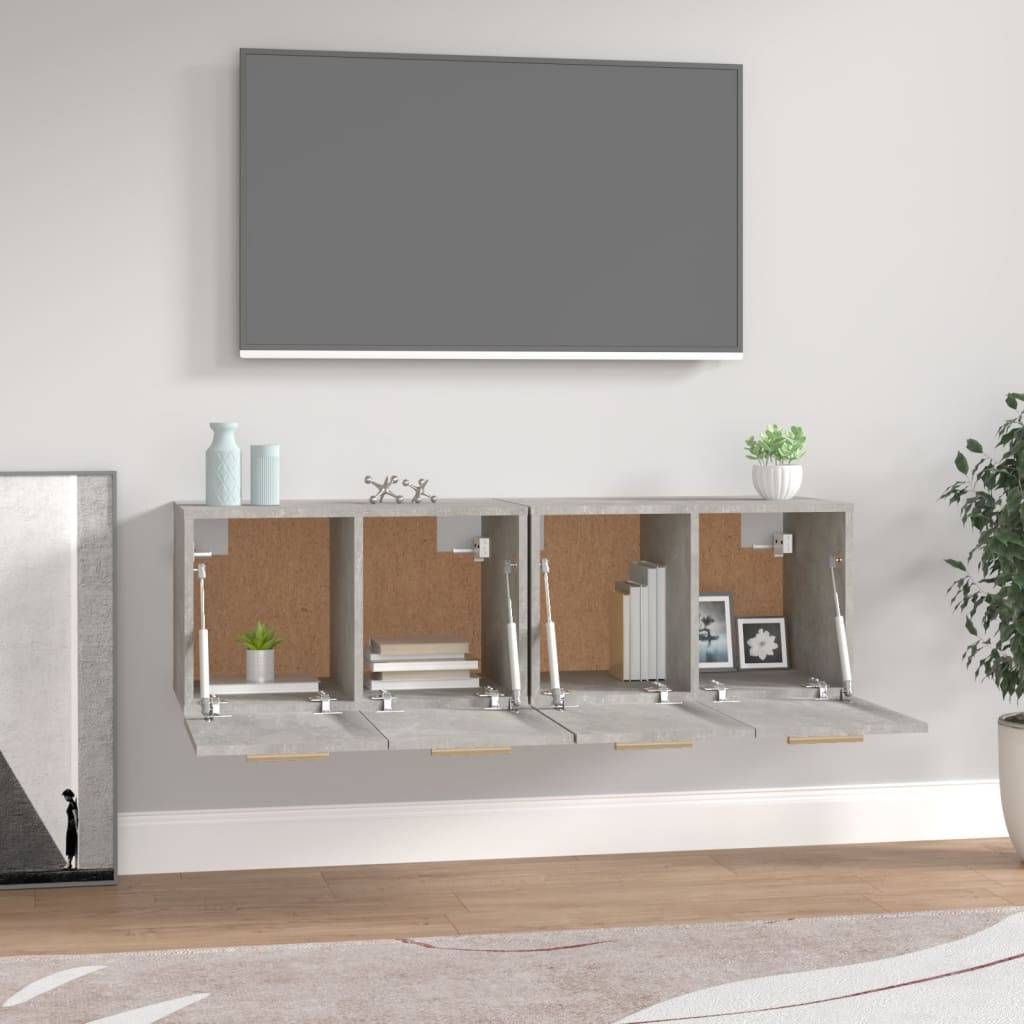 vidaXL Wandschränke 2 Stk. Betongrau 60x36,5x35 cm Holzwerkstoff