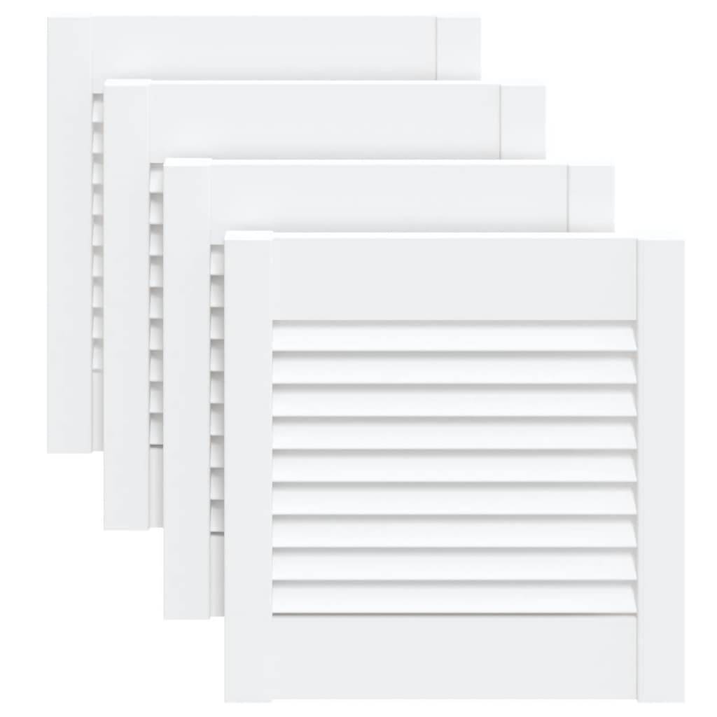 vidaXL Schranktüren Lamellen-Design 4 Stk Weiß 39,5x39,4 cm Massivholz