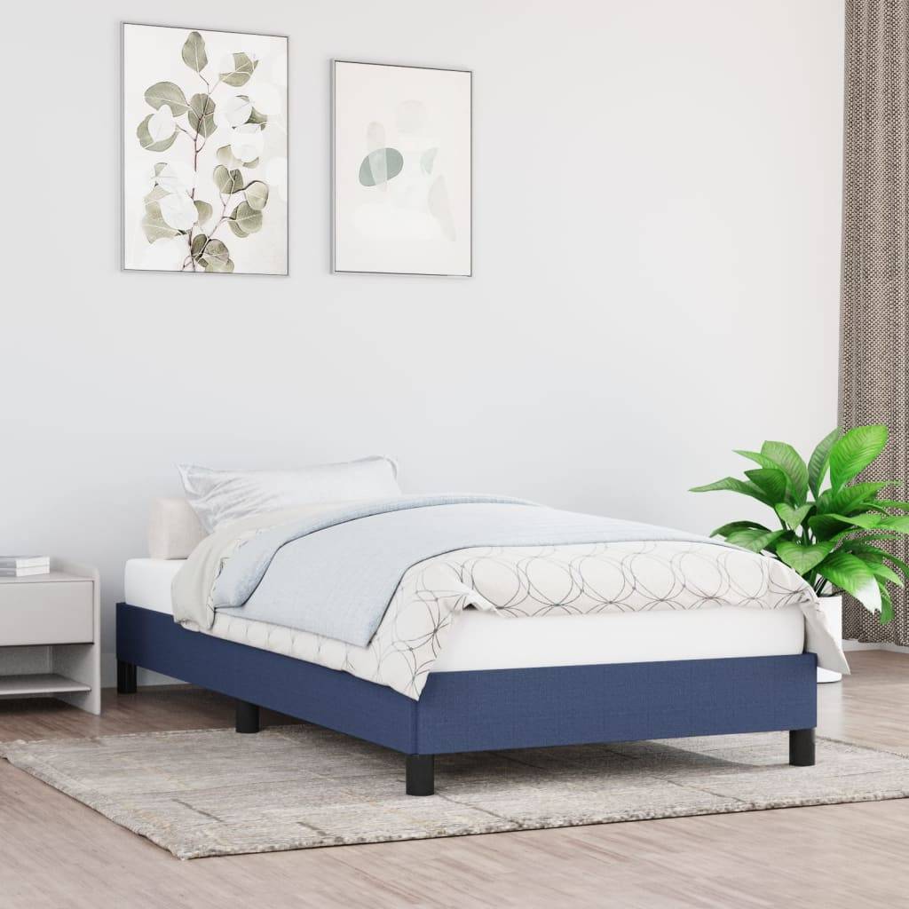 vidaXL Bettgestell ohne Matratze Blau 90x190 cm Stoff