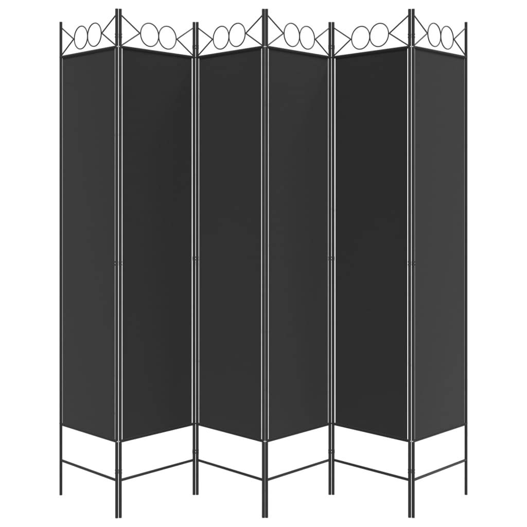 vidaXL 6-tlg. Paravent Schwarz 240x200 cm Stoff