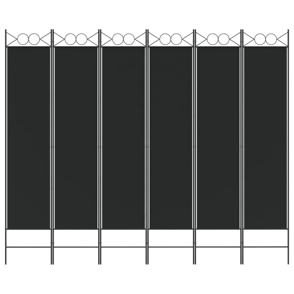 vidaXL 6-tlg. Paravent Schwarz 240x200 cm Stoff