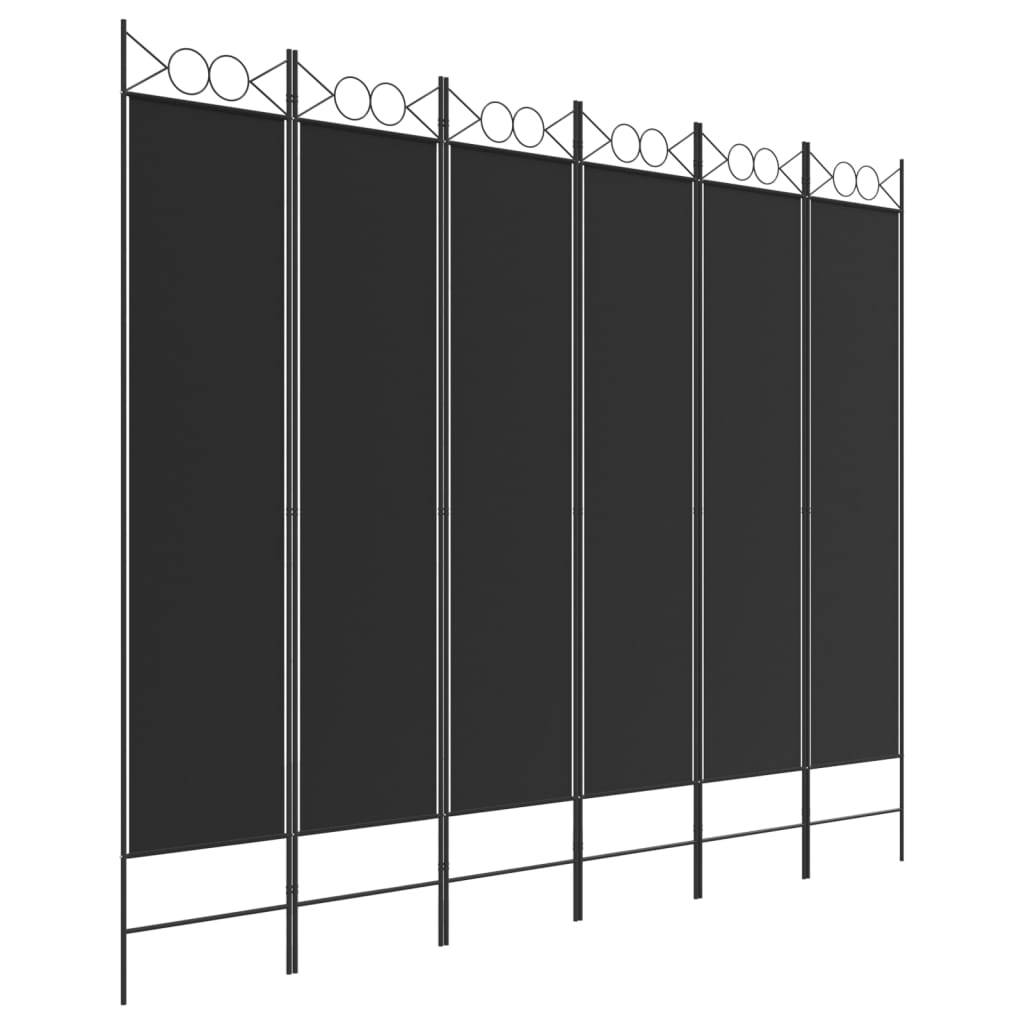 vidaXL 6-tlg. Paravent Schwarz 240x200 cm Stoff