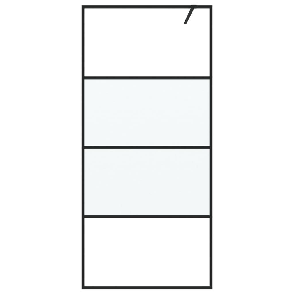 vidaXL Duschwand für Begehbare Dusche Schwarz 90x195cm Halbmatt ESG