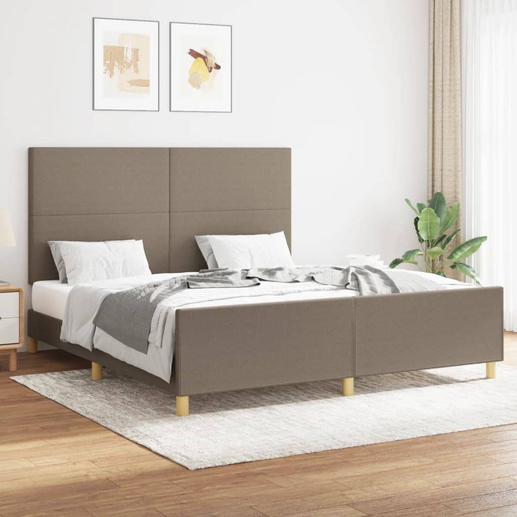 vidaXL Bettgestell ohne Matratze Taupe 160x200 cm Stoff
