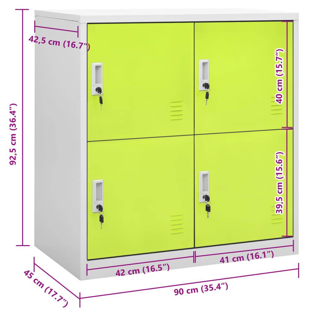 vidaXL Schließfachschrank Hellgrau und Grün 90x45x92,5 cm Stahl