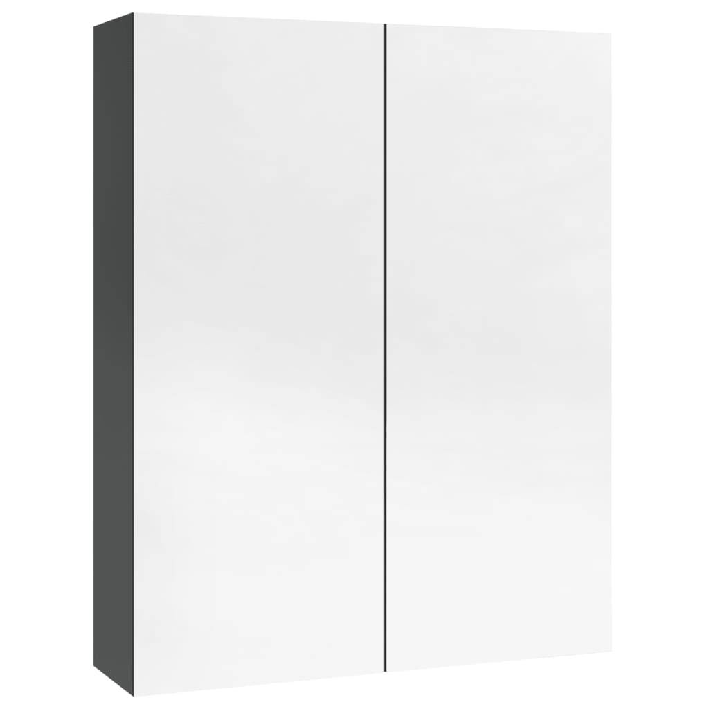 vidaXL Bad-Spiegelschrank 60x15x75 cm MDF Glänzendes Grau