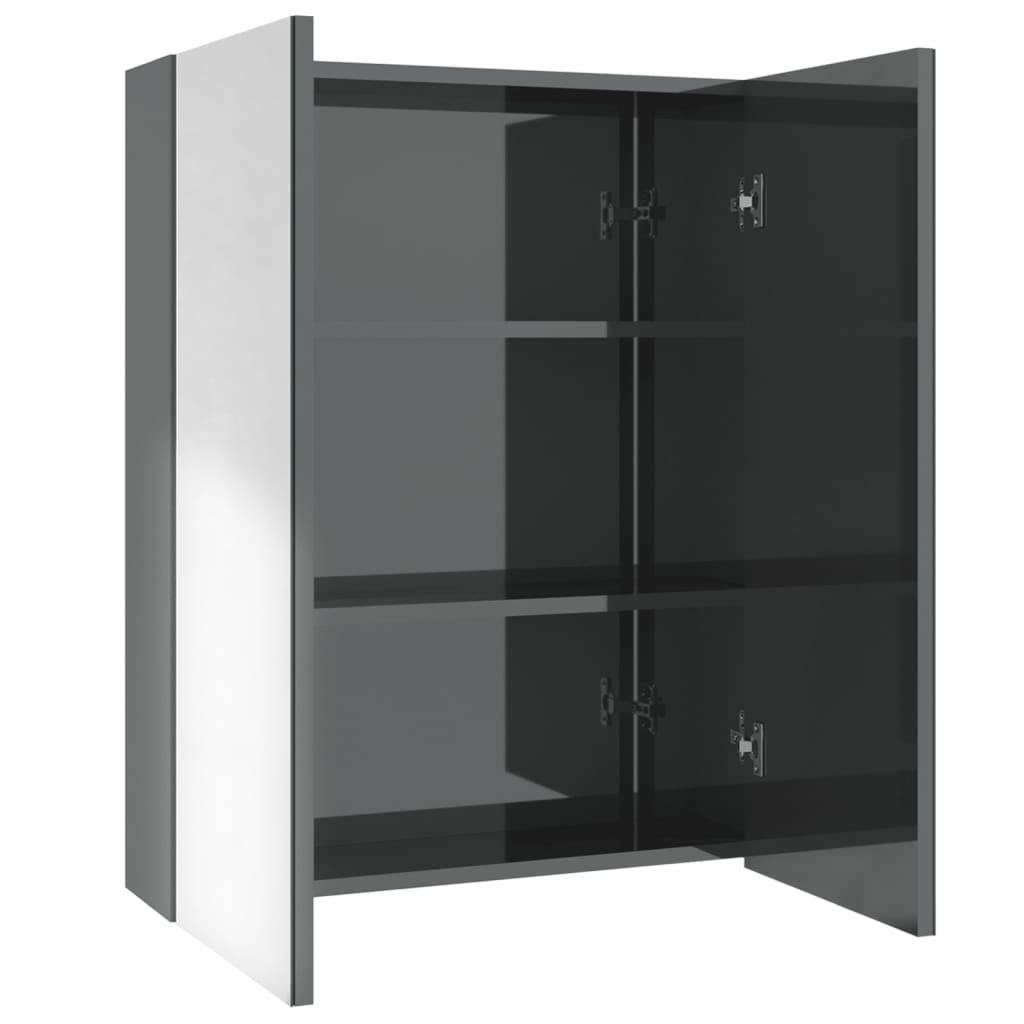 vidaXL Bad-Spiegelschrank 60x15x75 cm MDF Glänzendes Grau