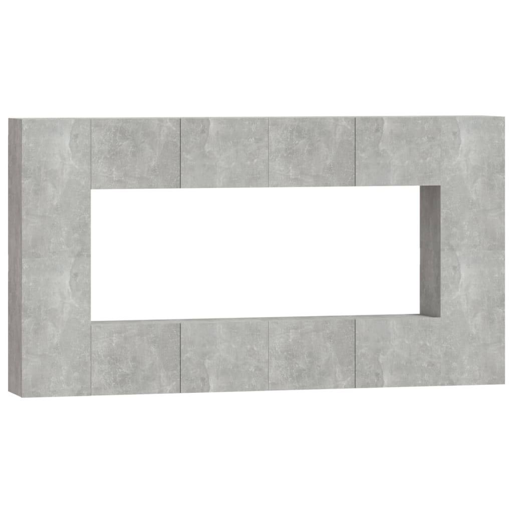 vidaXL 8-tlg. TV-Schrank-Set Betongrau Holzwerkstoff