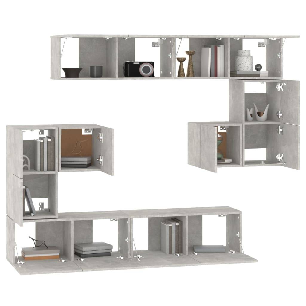 vidaXL TV-Wandschrank Betongrau Holzwerkstoff