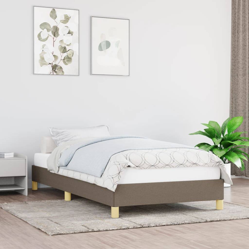 vidaXL Bettgestell ohne Matratze Taupe 90x200 cm Stoff
