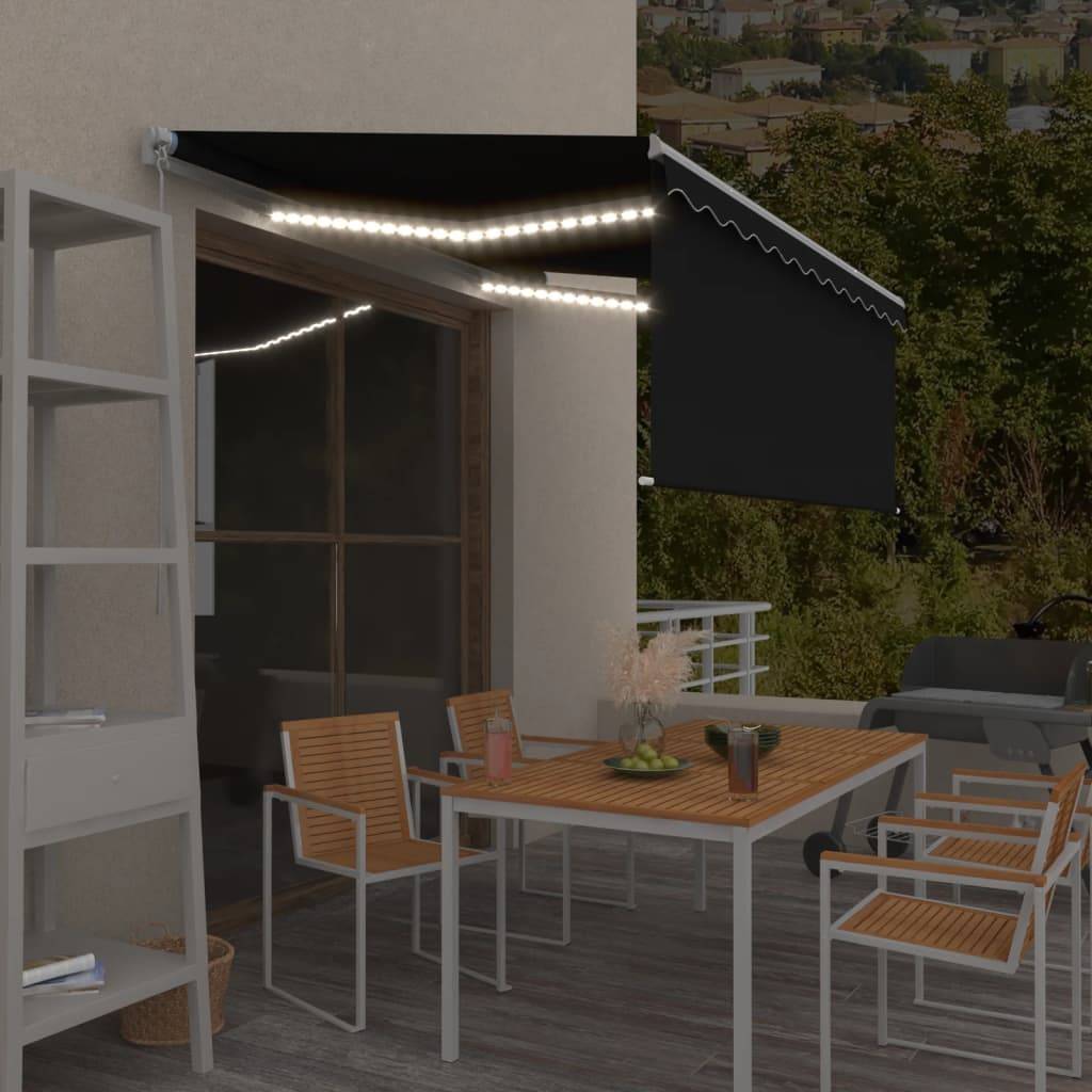 vidaXL Markise Manuell Einziehbar mit Rollo & LED 3x2,5m Anthrazit