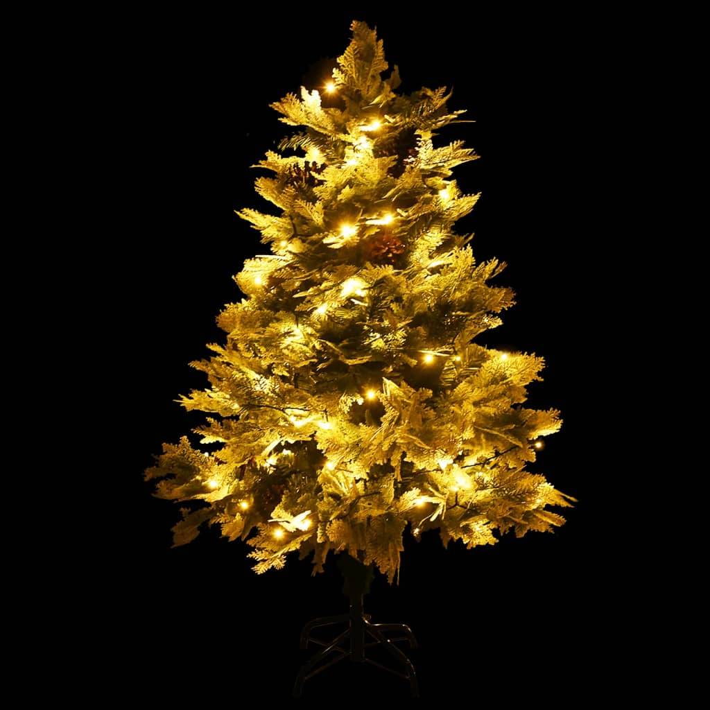 vidaXL Weihnachtsbaum mit Beleuchtung und Kiefernzapfen Grün 150 cm