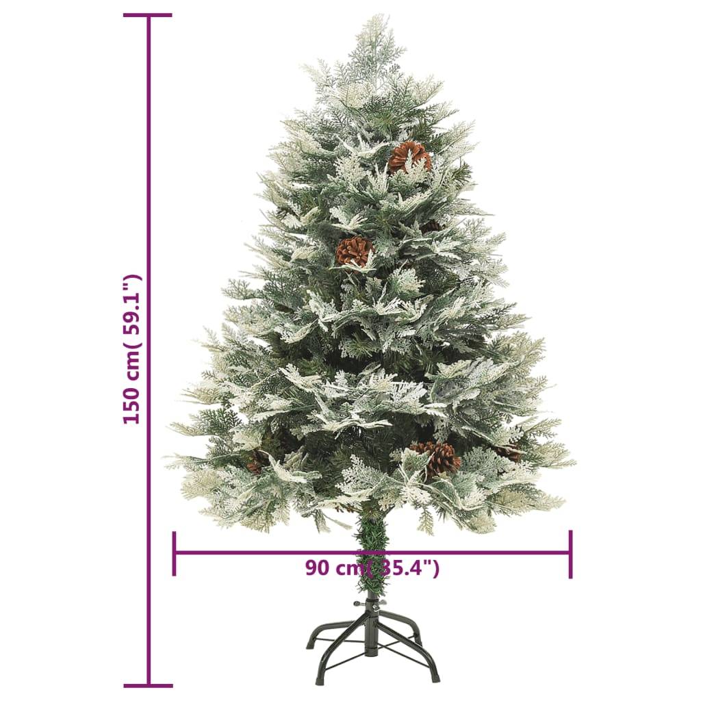 vidaXL Weihnachtsbaum mit Beleuchtung und Kiefernzapfen Grün 150 cm