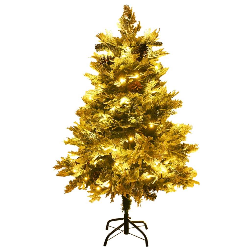 vidaXL Weihnachtsbaum mit Beleuchtung und Kiefernzapfen Grün 150 cm