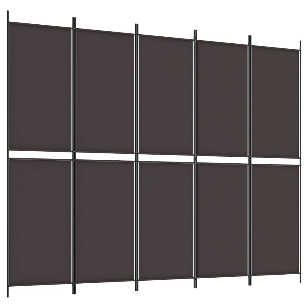 vidaXL 5-tlg. Paravent Braun 250x200 cm Stoff