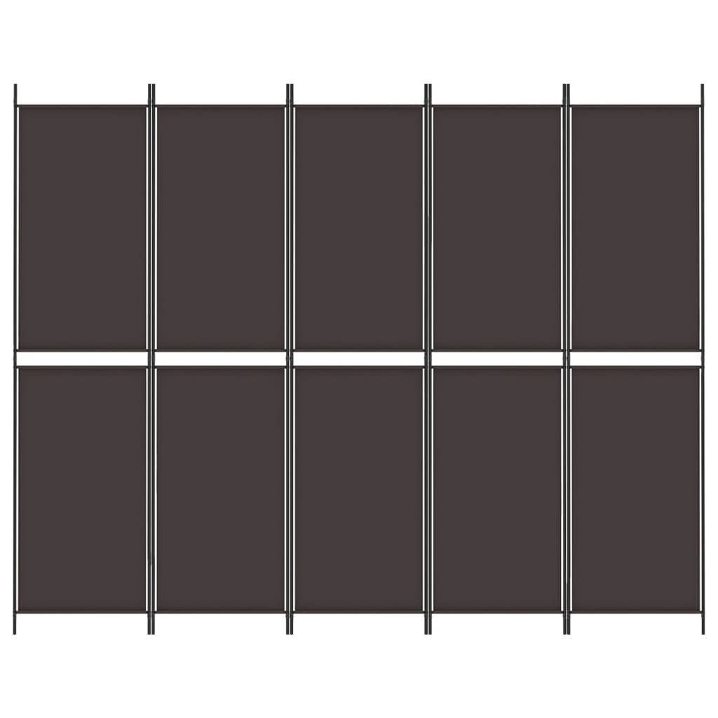 vidaXL 5-tlg. Paravent Braun 250x200 cm Stoff
