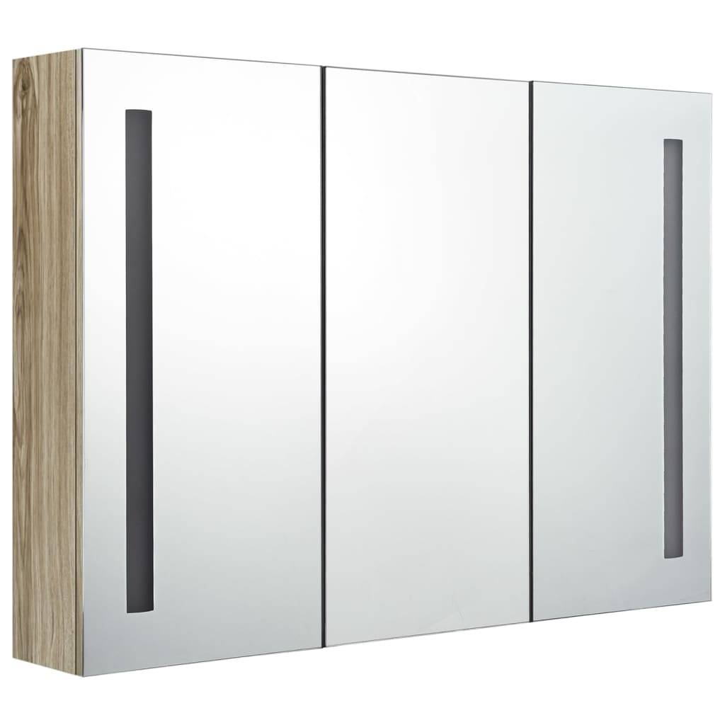 vidaXL LED-Bad-Spiegelschrank 89x14x62 cm Eichen-Optik