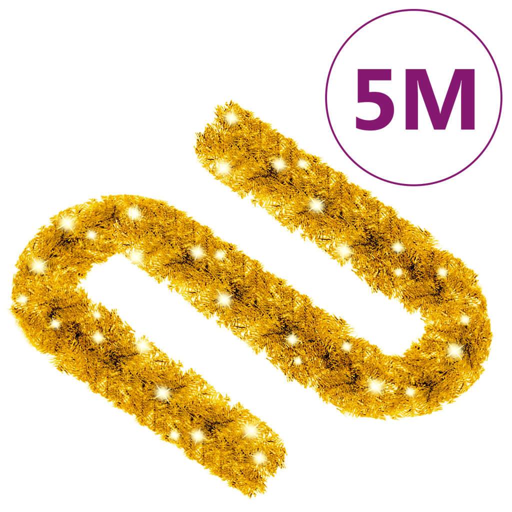 vidaXL Weihnachtsgirlande mit LED 5 m Golden