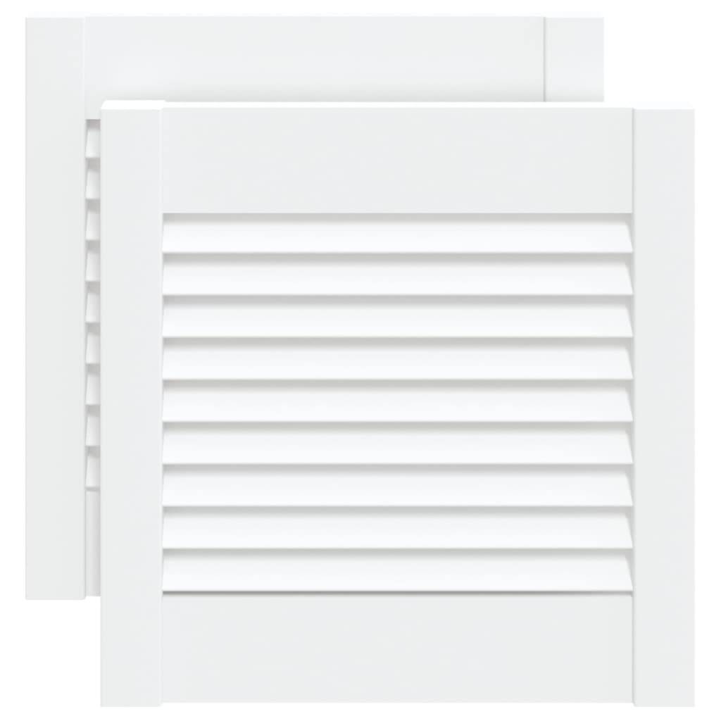 vidaXL Schranktüren Lamellen-Design 2 Stk Weiß 39,5x39,4 cm Massivholz