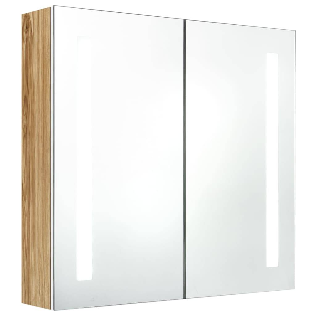 vidaXL LED-Bad-Spiegelschrank Weiß und Eichen-Optik 62x14x60 cm