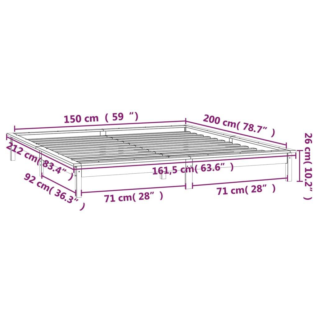 vidaXL Massivholzbett mit LEDs 150x200 cm