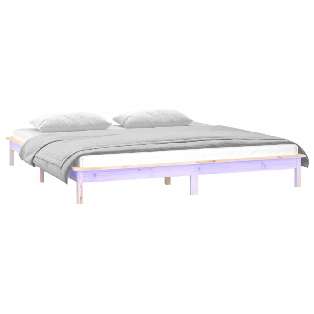 vidaXL Massivholzbett mit LEDs 150x200 cm