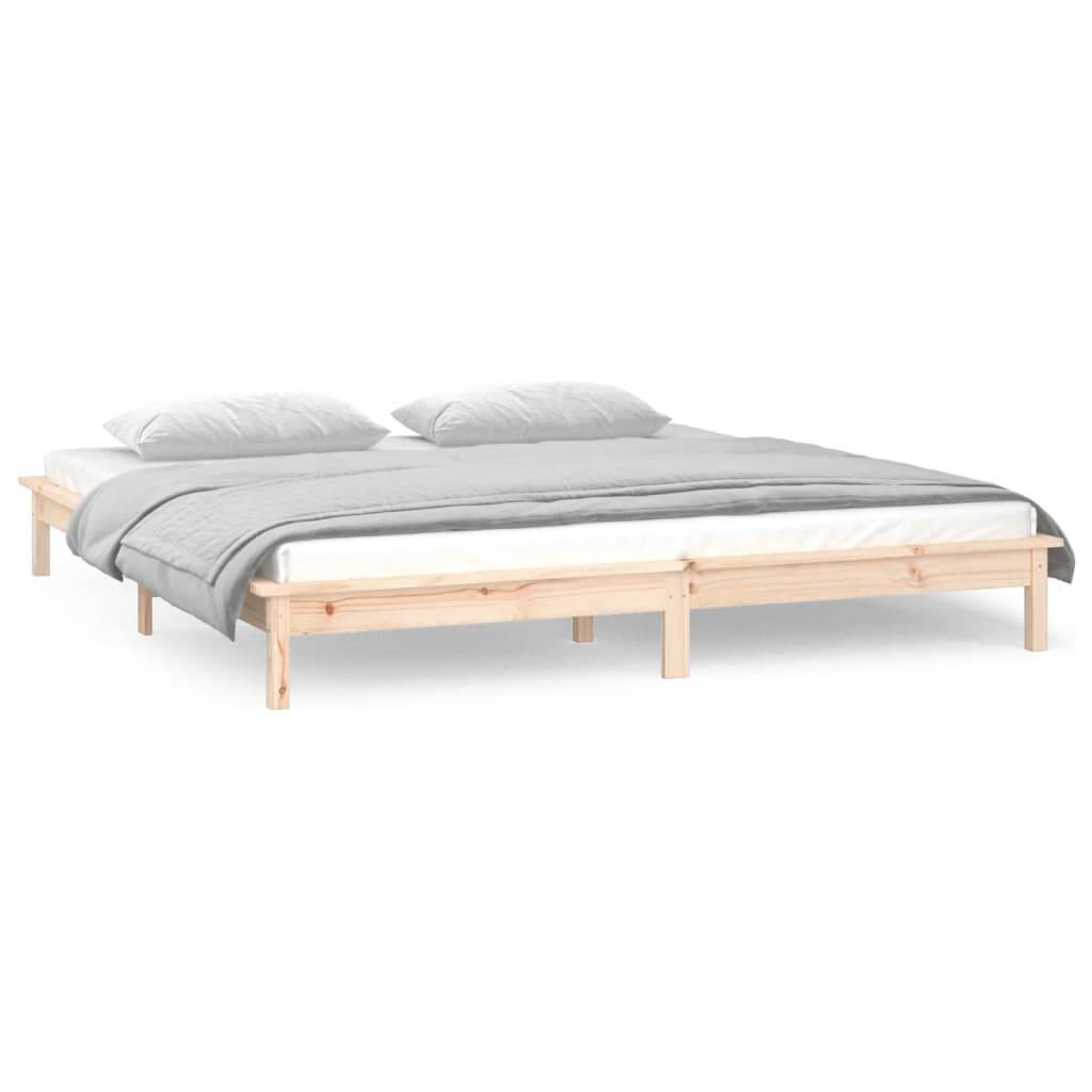 vidaXL Massivholzbett mit LEDs 150x200 cm