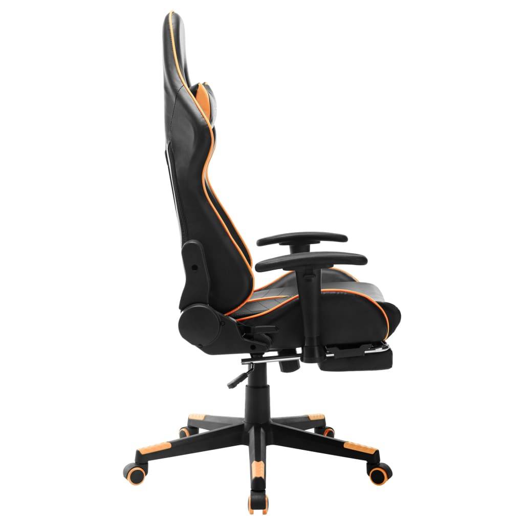 vidaXL Gaming-Stuhl mit Fußstütze Schwarz und Orange Kunstleder