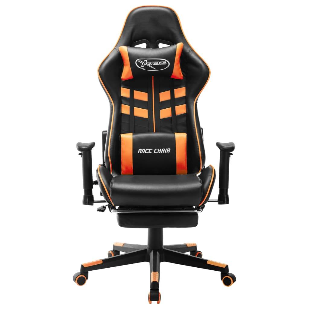 vidaXL Gaming-Stuhl mit Fußstütze Schwarz und Orange Kunstleder