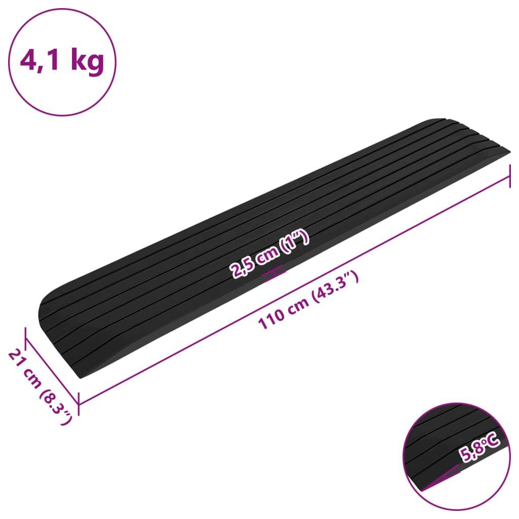 vidaXL Schwellenrampen 2 Stk. 110x21x2,5 cm Gummi