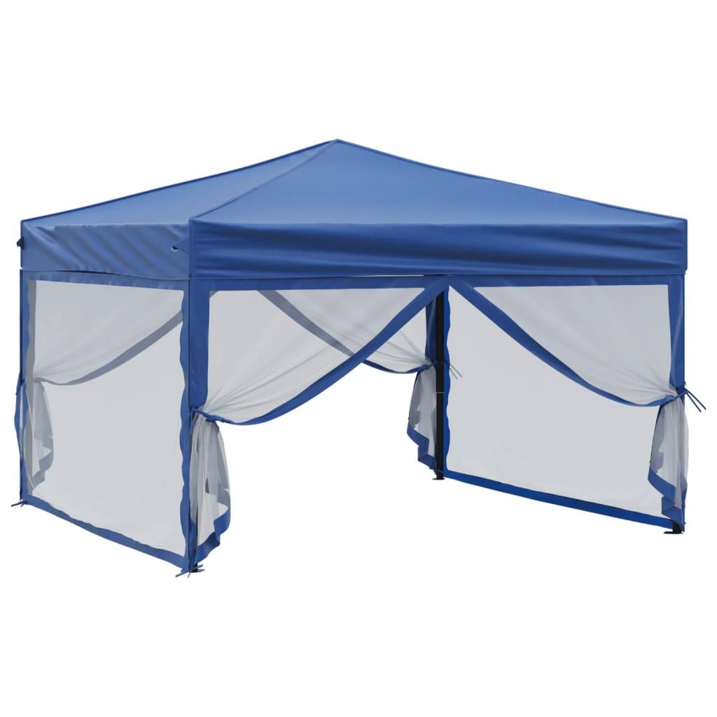 vidaXL Partyzelt Faltbar mit Seitenwänden Blau 3x3 m