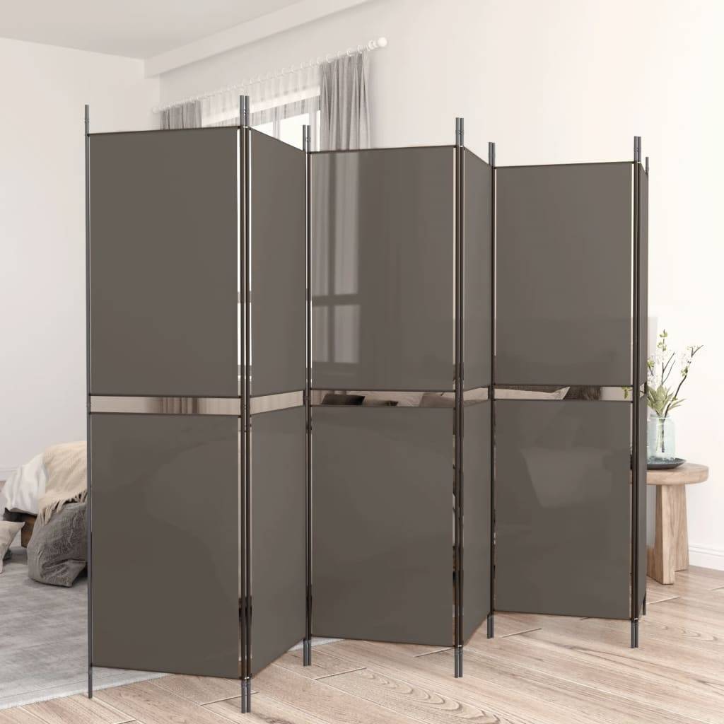 vidaXL 6-tlg. Paravent Anthrazit 300x200 cm Stoff