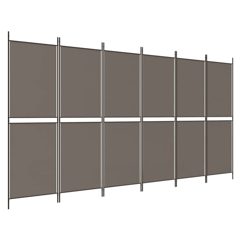 vidaXL 6-tlg. Paravent Anthrazit 300x200 cm Stoff
