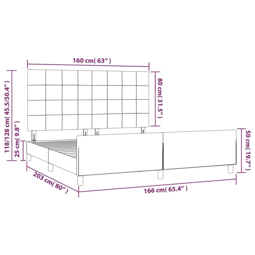 vidaXL Bettgestell ohne Matratze Taupe 160x200 cm Stoff