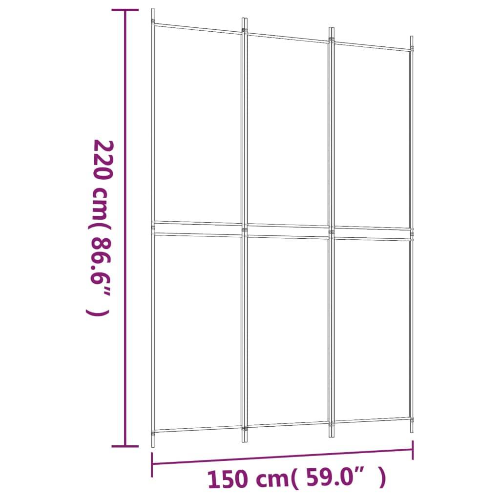 vidaXL 3-tlg. Paravent Weiß 150x220 cm Stoff