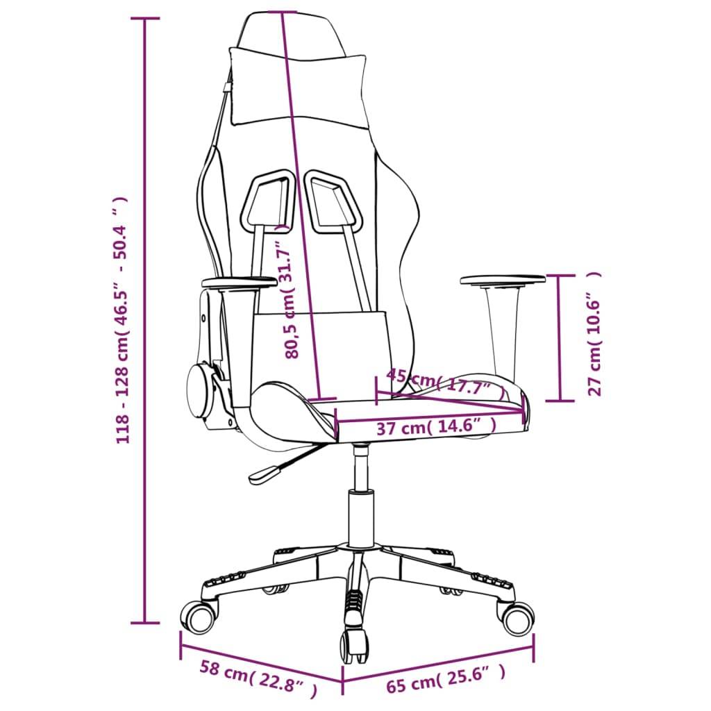 vidaXL Gaming-Stuhl mit Massagefunktion Schwarz und Creme Stoff