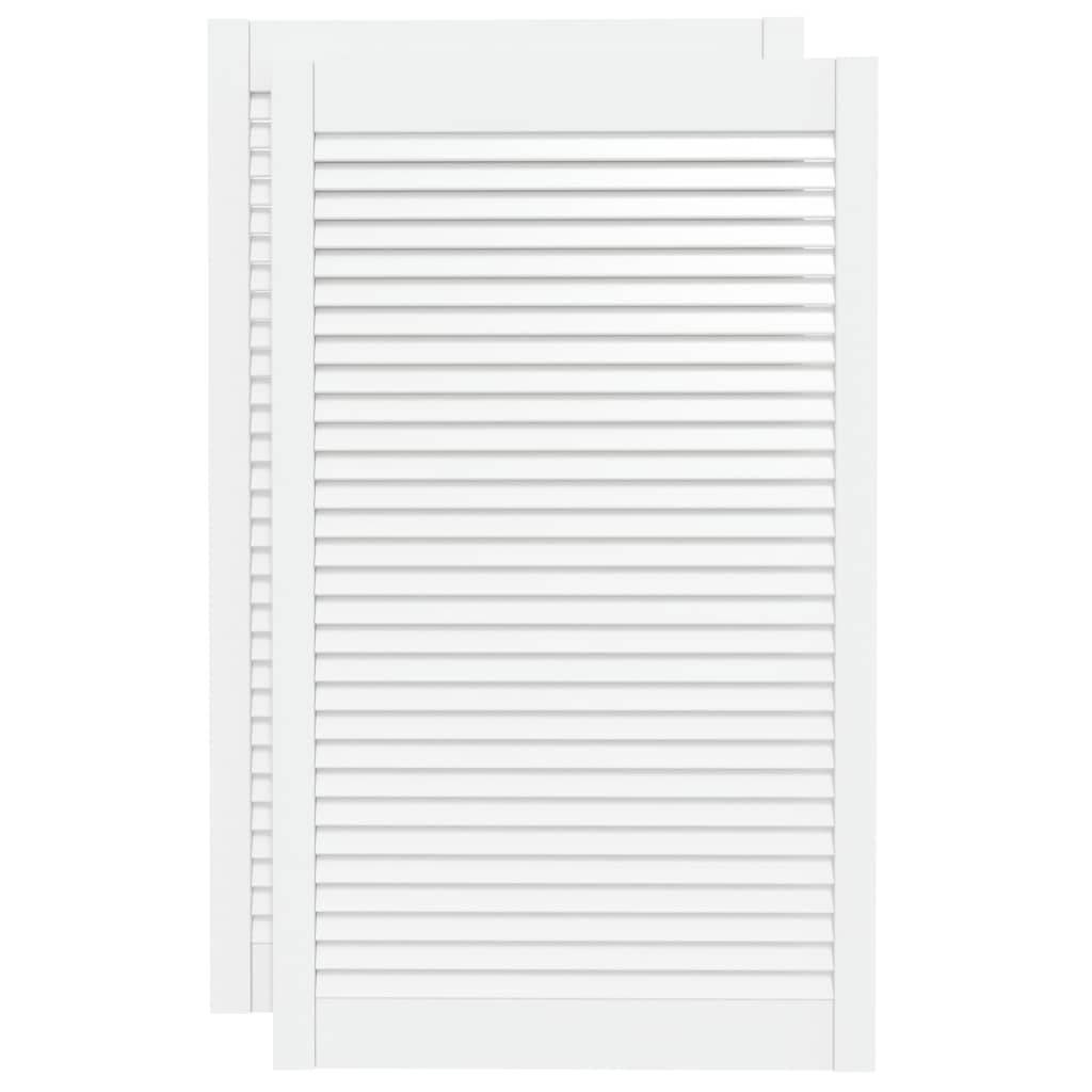 vidaXL Schranktüren Lamellen-Design 2 Stk Weiß 99,3x59,4 cm Massivholz