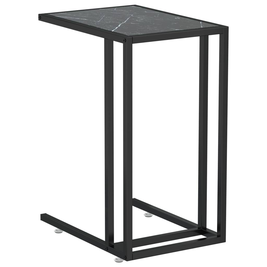 vidaXL Computer-Beistelltisch Schwarz Marmor 50x35x65 cm Hartglas