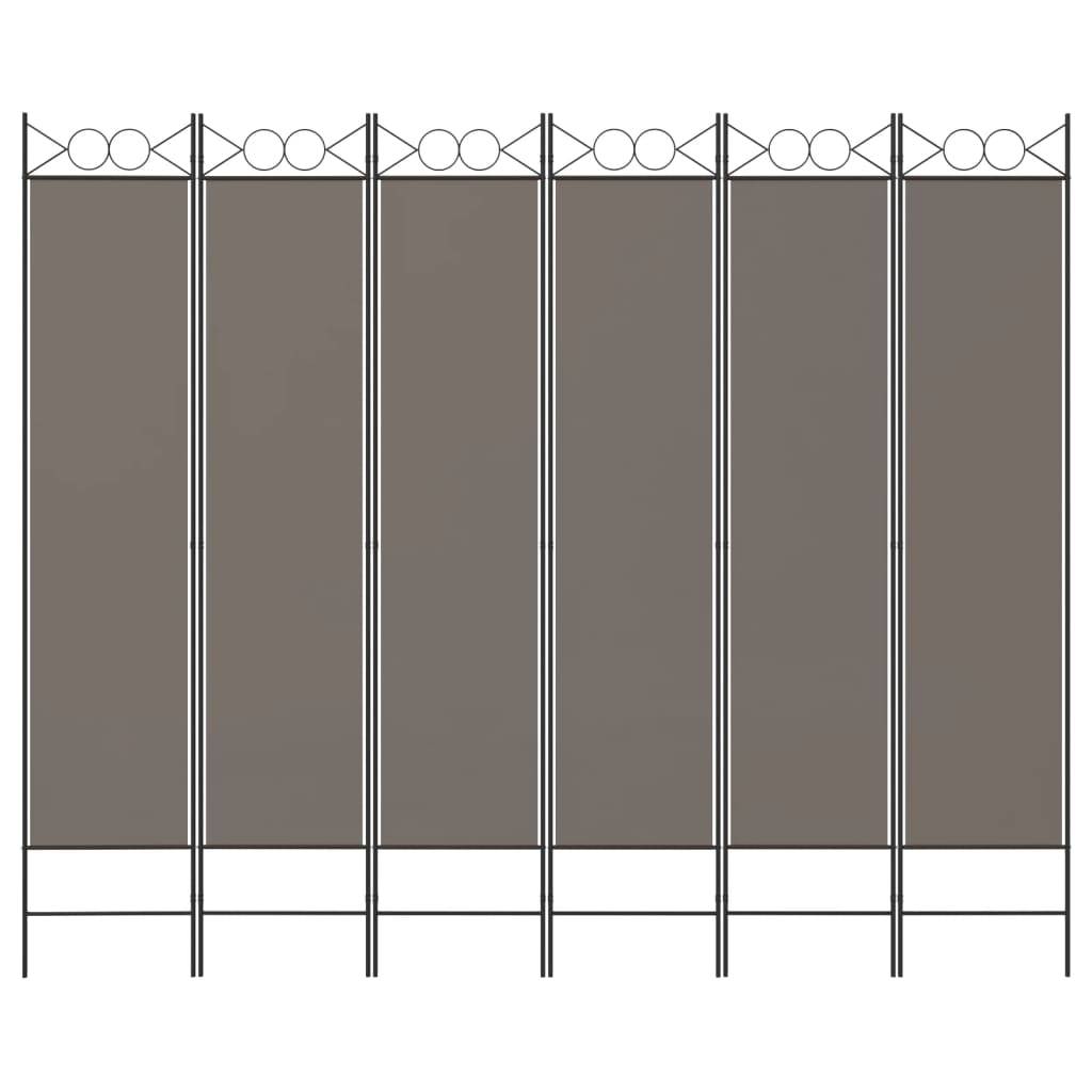 vidaXL 6-tlg. Paravent Anthrazit 240x220 cm Stoff