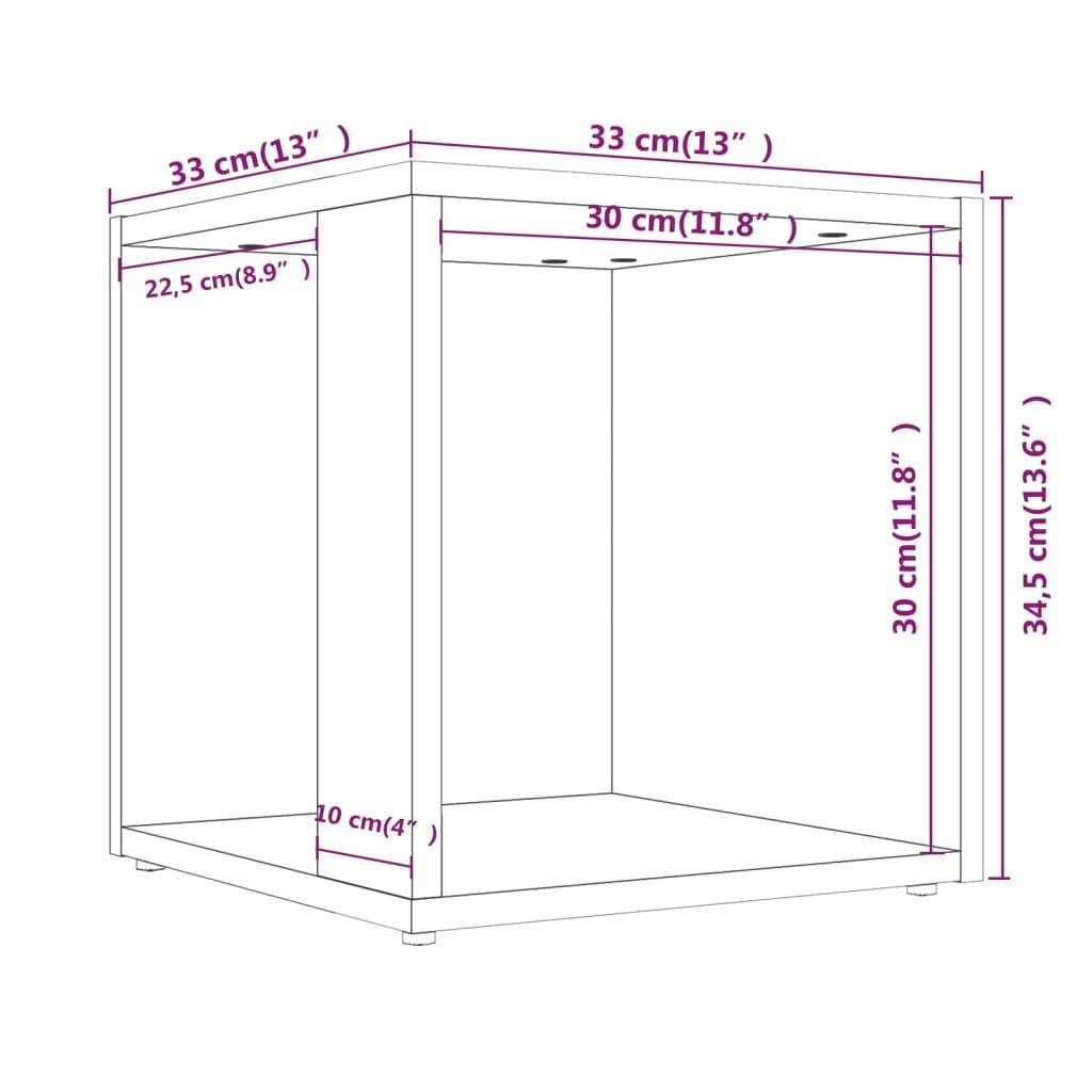 vidaXL Beistelltisch Räuchereiche 33x33x34,5 cm Holzwerkstoff