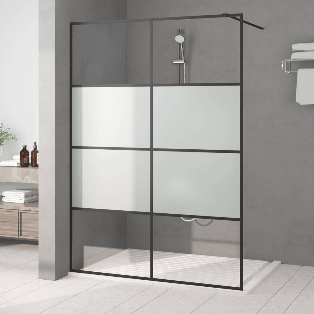 vidaXL Duschwand für Begehbare Dusche Schwarz 140x195 cm Halbmatt ESG
