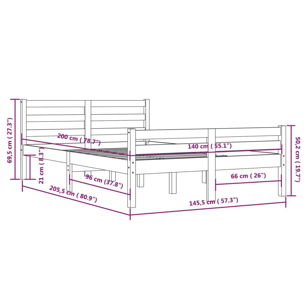 vidaXL Massivholzbett Weiß 140x200 cm