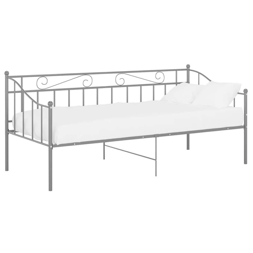 vidaXL Schlafsofa Bettgestell Grau Metall 90x200 cm
