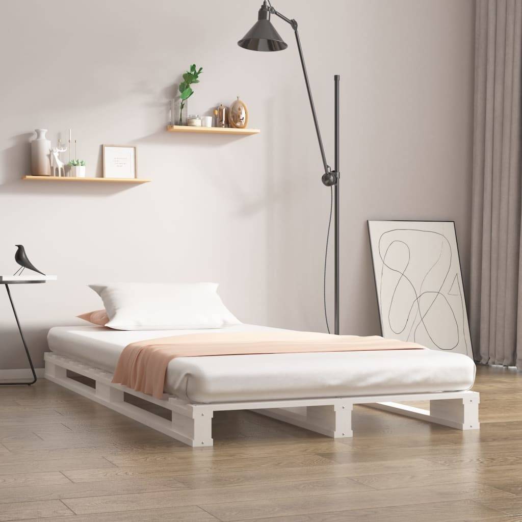 vidaXL Palettenbett Weiß 90x190 cm Massivholz Kiefer